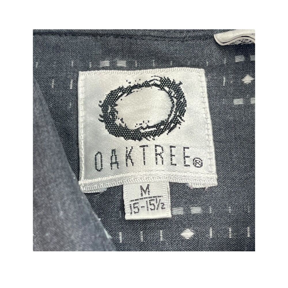 Oaktree Dress Shirt Men's Medium (15-15.5) Gray Printed Polyester Classic Formal - Picture 2 of 7